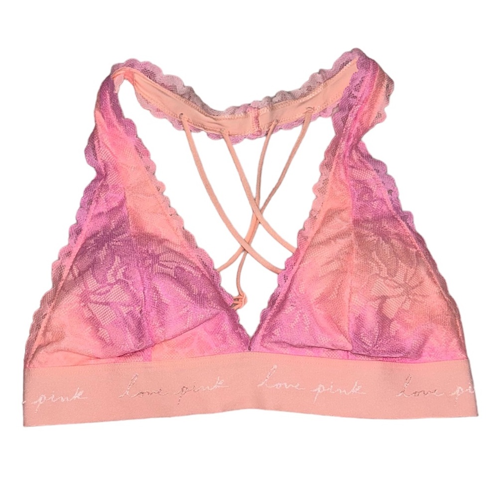 Pink Victoria’s Secret Brallette Ombré Orange and Pink Lace Bra Size S